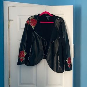 INC: faux leather bomber jacket